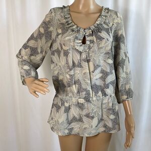 Banana Republic 100% silk peasant floral print 3/4 sleeves blouse size S